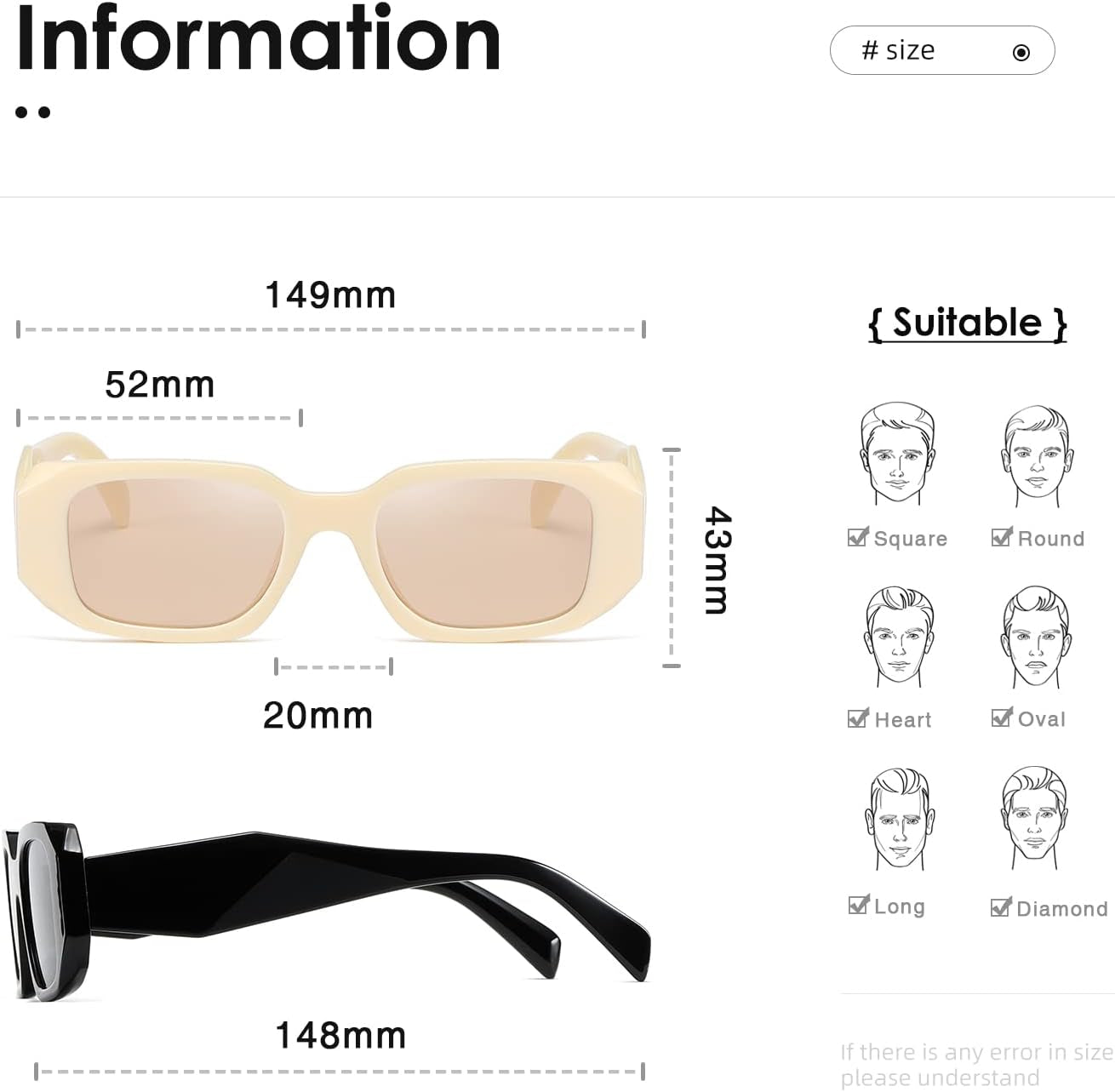 Rectangle Sunglasses for Women Men Trendy Retro Trendy Sun Glasses 90’S Vintage Square Frame K1307 - WORLD TIME VISITS