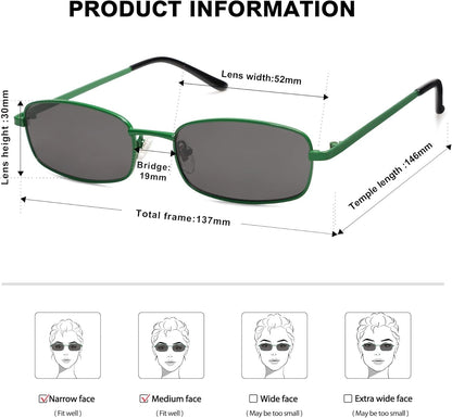 Small Y2K Narrow Rectangle Sunglasses Womens Mens Retro 80S 90S Skinny Sunnies SJ1187