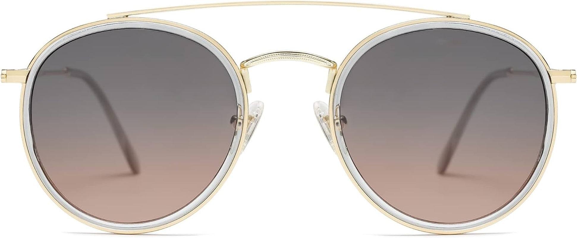 Retro Vintage round Polarized Sunglasses for Women Men Small Double Bridge Circle Sunnies SJ1104 - WORLD TIME VISITS