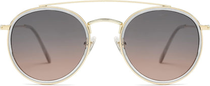 Retro Vintage round Polarized Sunglasses for Women Men Small Double Bridge Circle Sunnies SJ1104 - WORLD TIME VISITS
