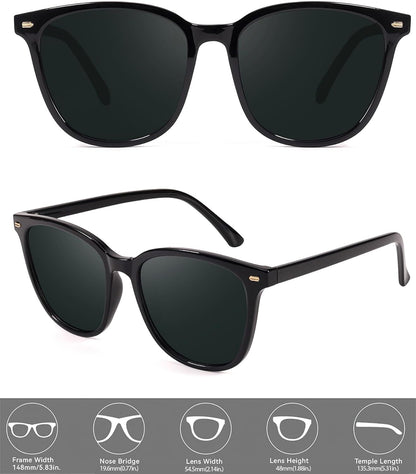 2 Packs Sunglasses for Women Polarized UV400 Protection Lens Big Frame Fashion Glasses Trendy Stylish Shade - WORLD TIME VISITS