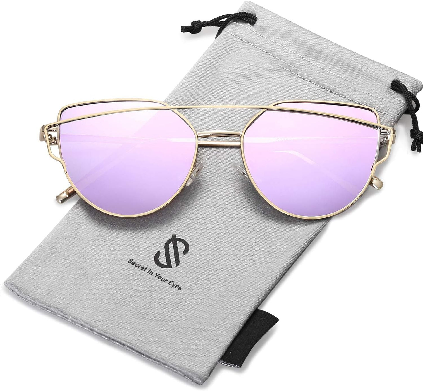 Cat Eye Sunglasses for Women Fashion Designer Style Mirrored Lenses