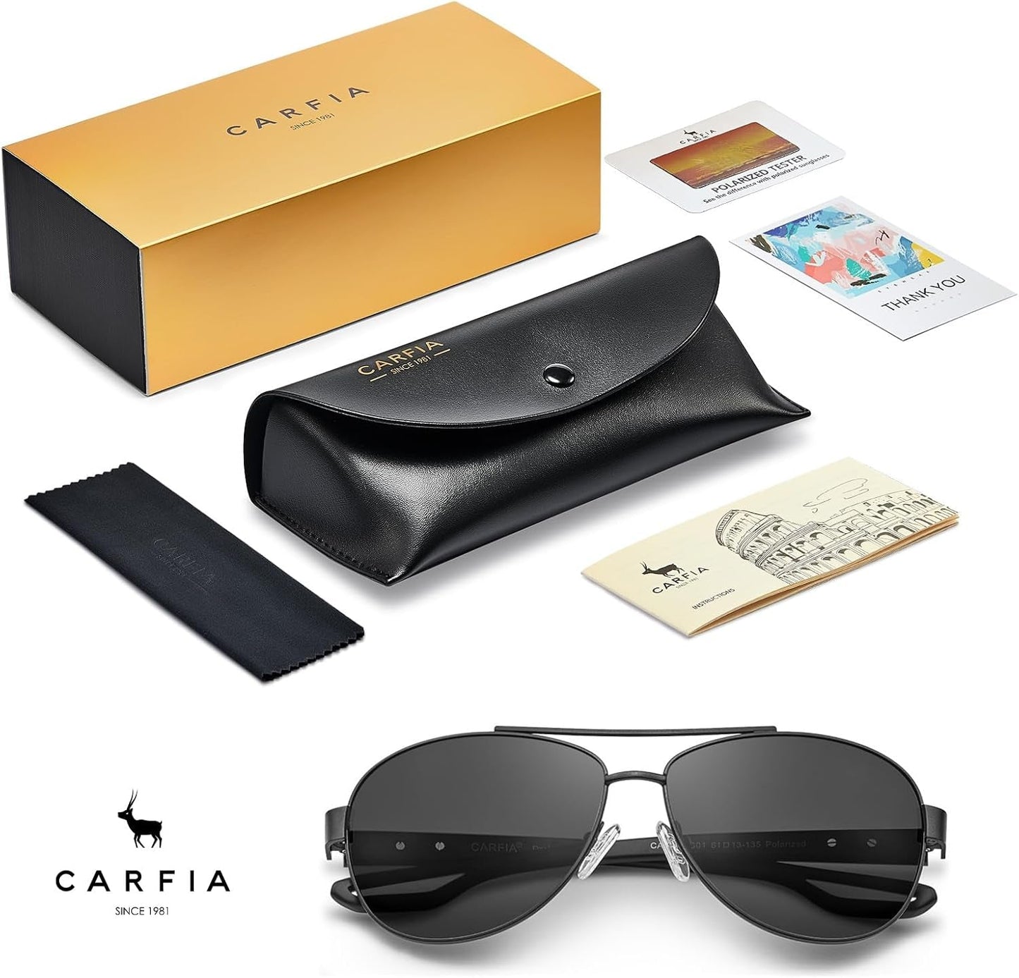 Polarized Sunglasses for Women UV Protection Ultra-Lightweight Comfort Metal Frame Driving Glasses CA3210 - WORLD TIME VISITS