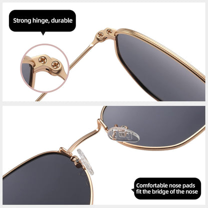 Polarized Hexagon Sunglasses for Women Men Polygon Square Sun Glasses UV400 Protection Metal Frame