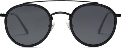 Retro Vintage round Polarized Sunglasses for Women Men Small Double Bridge Circle Sunnies SJ1104
