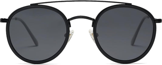 Retro Vintage round Polarized Sunglasses for Women Men Small Double Bridge Circle Sunnies SJ1104
