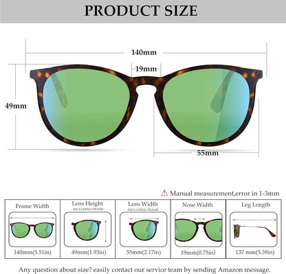 Vintage round Polarized Sunglasses for Women Men Classic Retro Trendy Designer Style Sun Glasses UV400 Protection - WORLD TIME VISITS