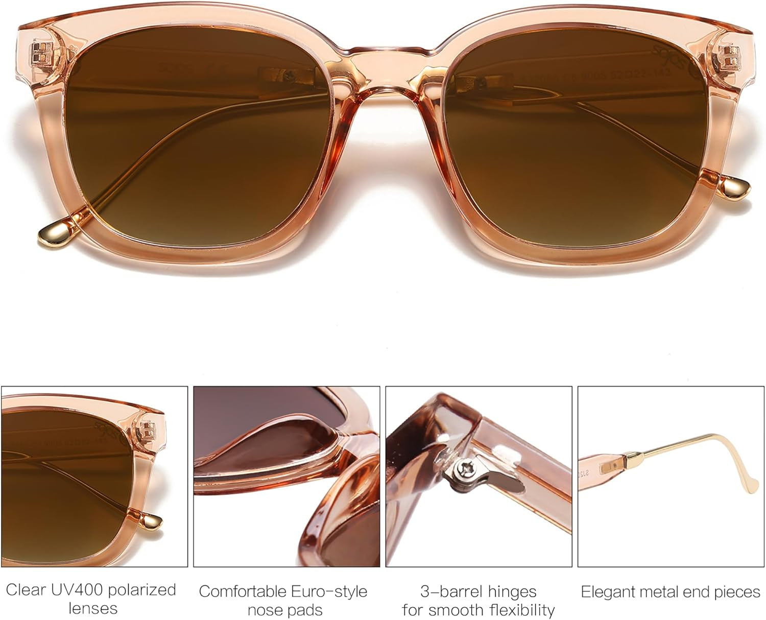 Classic Square Polarized Sunglasses Womens Mens Retro Trendy UV400 Sunnies SJ2050 - WORLD TIME VISITS