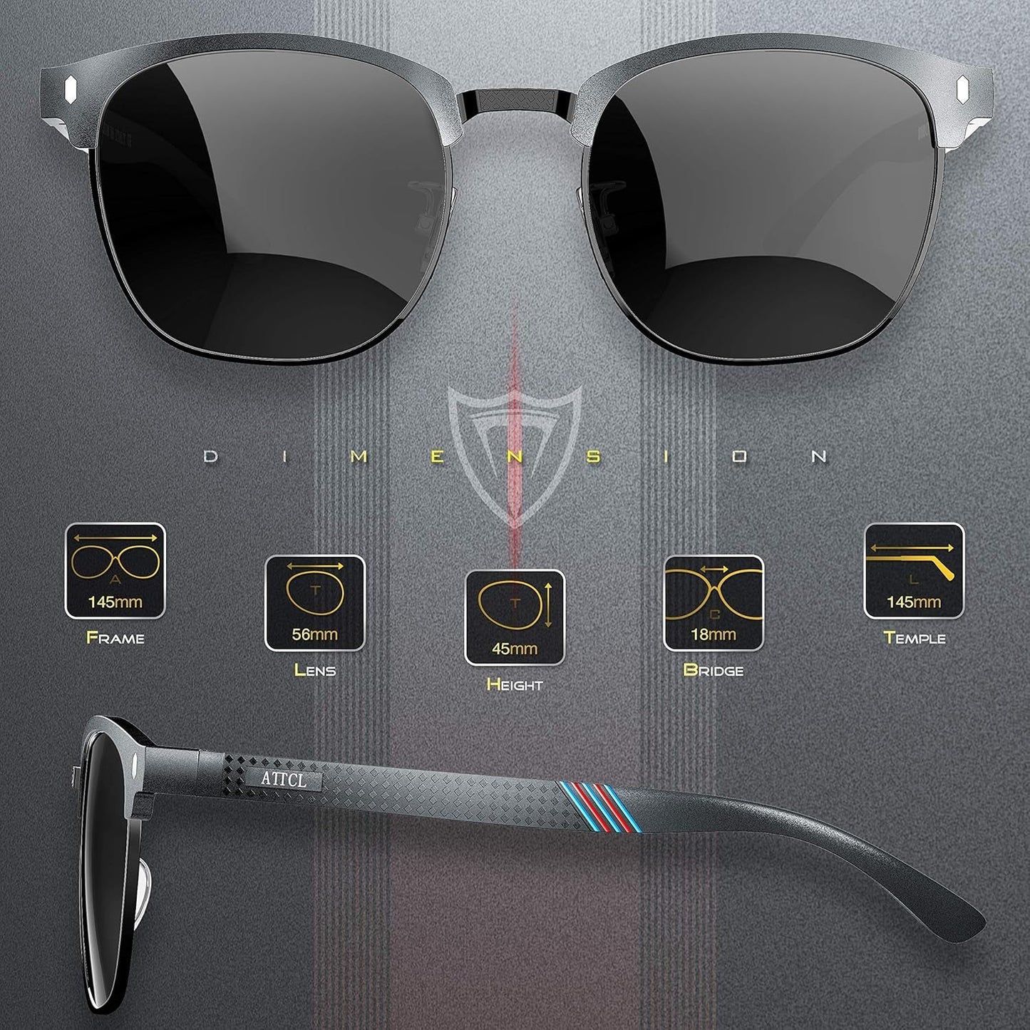 Men'S Driving Polarized Rimless Sunglasses Al-Mg Metal Frame Ultra Light
