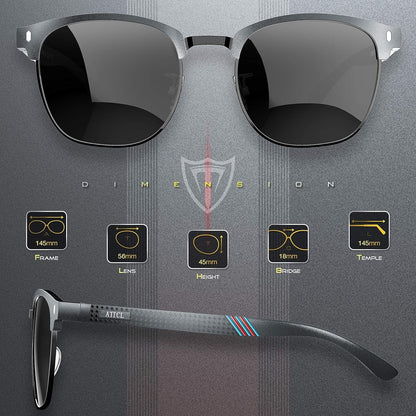 Men'S Driving Polarized Rimless Sunglasses Al-Mg Metal Frame Ultra Light