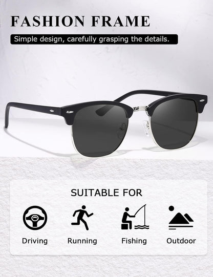 Polarized Sunglasses for Women and Men Semi Rimless Frame Retro Sun Glasses AE0369