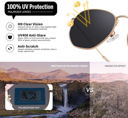 Polarized Hexagon Sunglasses for Women Men Polygon Square Sun Glasses UV400 Protection Metal Frame