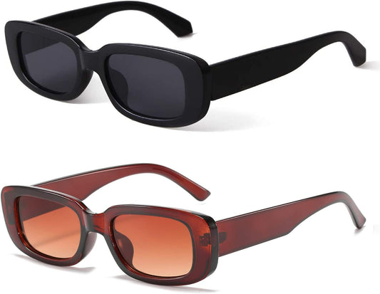 Rectangle Sunglasses for Women Retro Driving Glasses 90’S Vintage Fashion Narrow Square Frame UV400 Protection - WORLD TIME VISITS