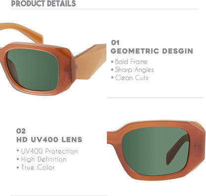 Trendy Rectangle Sunglasses for Women Men-Goulding