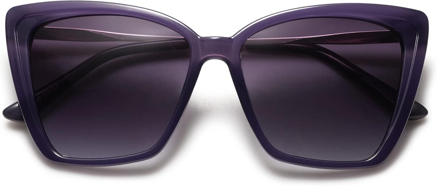 Trendy Polarized Sunglasses for Women Retro Womens Oversized Square Cat Eye Sun Glasses UV Protection SJ2206