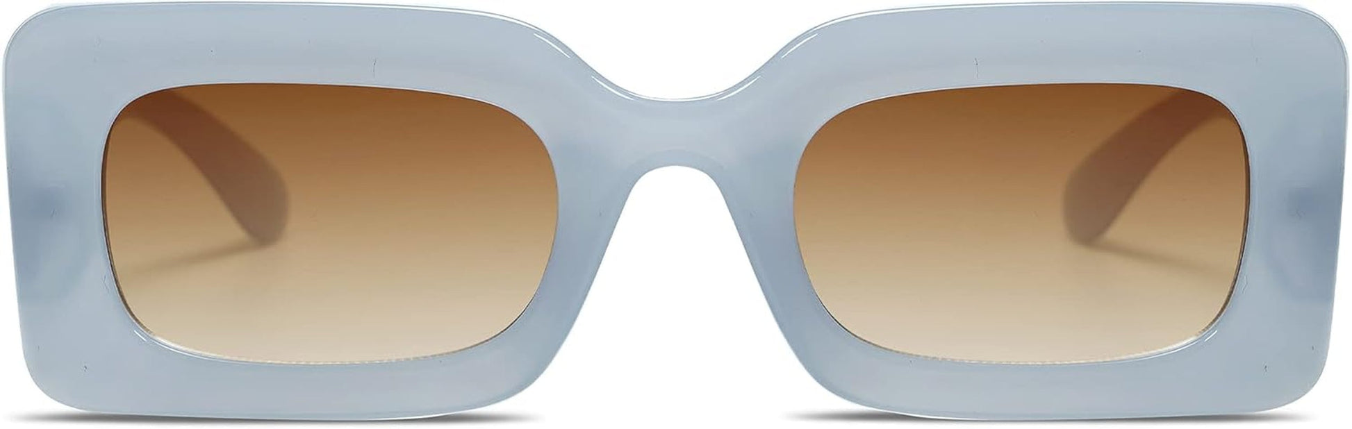 Retro 90S Nude Rectangle Sunglasses Womens Mens Trendy Chunky Glasses - WORLD TIME VISITS