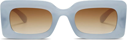 Retro 90S Nude Rectangle Sunglasses Womens Mens Trendy Chunky Glasses - WORLD TIME VISITS