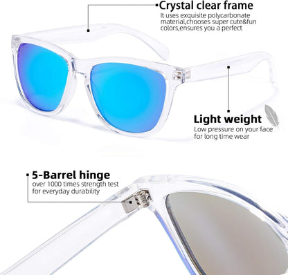 Sunglasses Womens,Classic Square Frame UV400 Mirrored Lens,Sunglasses Fit for Beach,Vacation,Driving