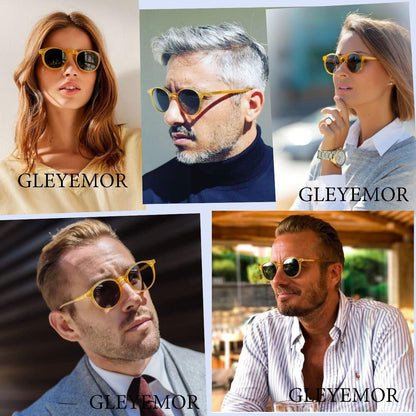 Vintage Polarized Sunglasses for Men round Sunglasses UV400 Protection Retro Hand-Crafted Acetate Frame - WORLD TIME VISITS