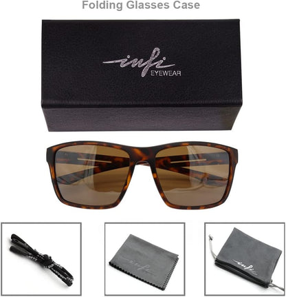 Fishing Polarized Sunglasses for Men Driving Running Golf Sports Glasses Square UV Protection Designer Style Unisex - WORLD TIME VISITS
