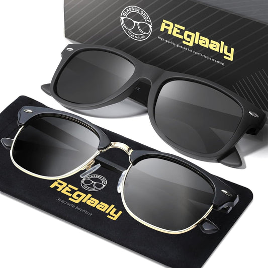 Sunglasses Men and Womens, Polarized Sunglasses for Men with UV Blocking Semi-Rimless Frame for Driving & Hiking - WORLD TIME VISITS
