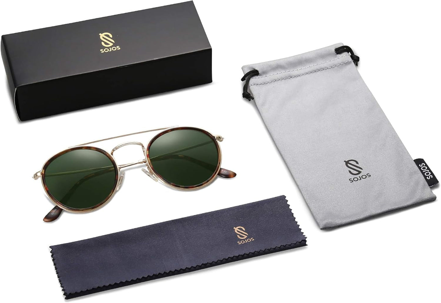 Retro Vintage round Polarized Sunglasses for Women Men Small Double Bridge Circle Sunnies SJ1104