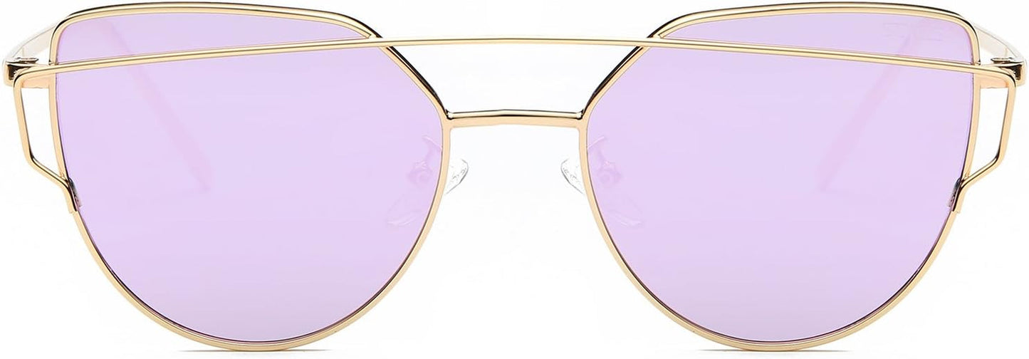 Cat Eye Sunglasses for Women Fashion Designer Style Mirrored Lenses