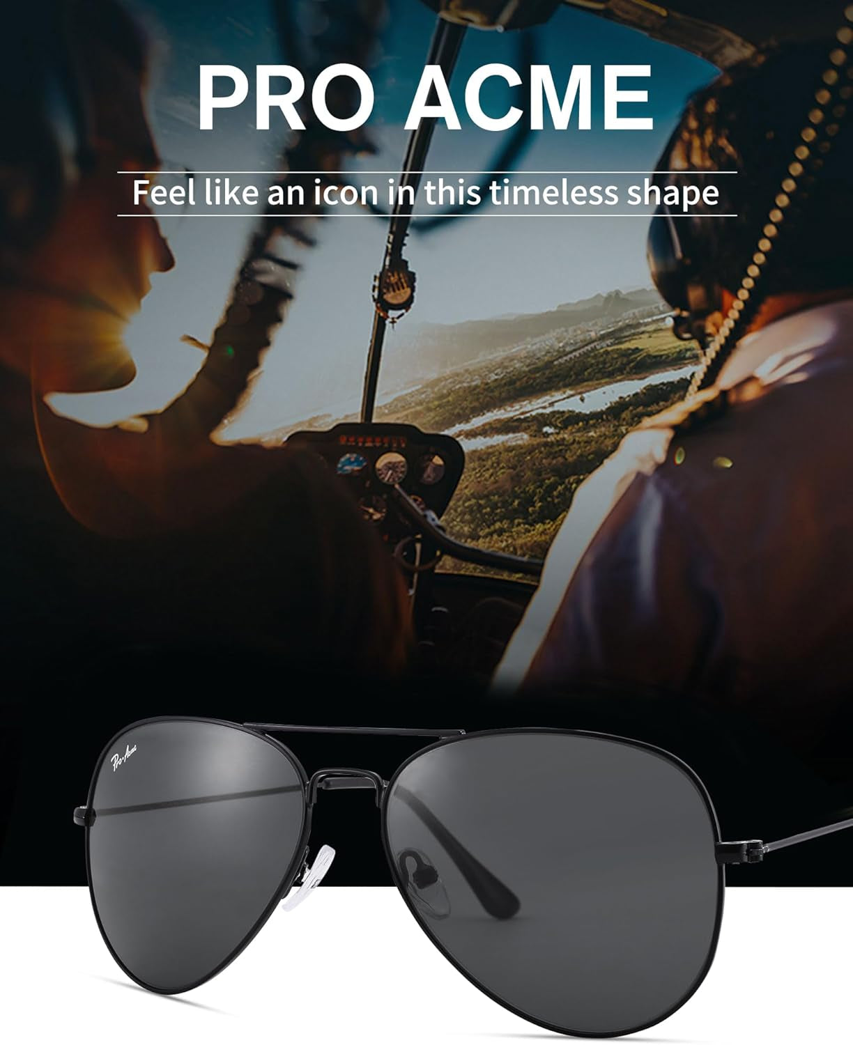 Classic Aviator Sunglasses for Men Women 100% Real Glass Lens
