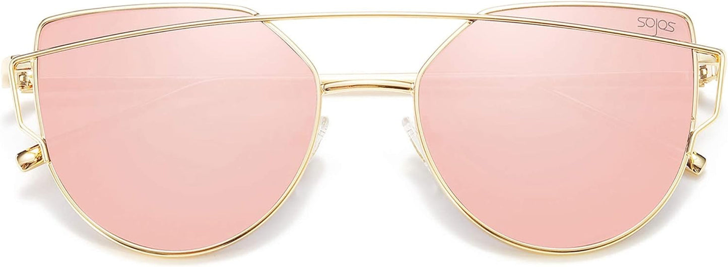 Cat Eye Sunglasses for Women Fashion Designer Style Mirrored Lenses