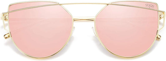 Cat Eye Sunglasses for Women Fashion Designer Style Mirrored Lenses