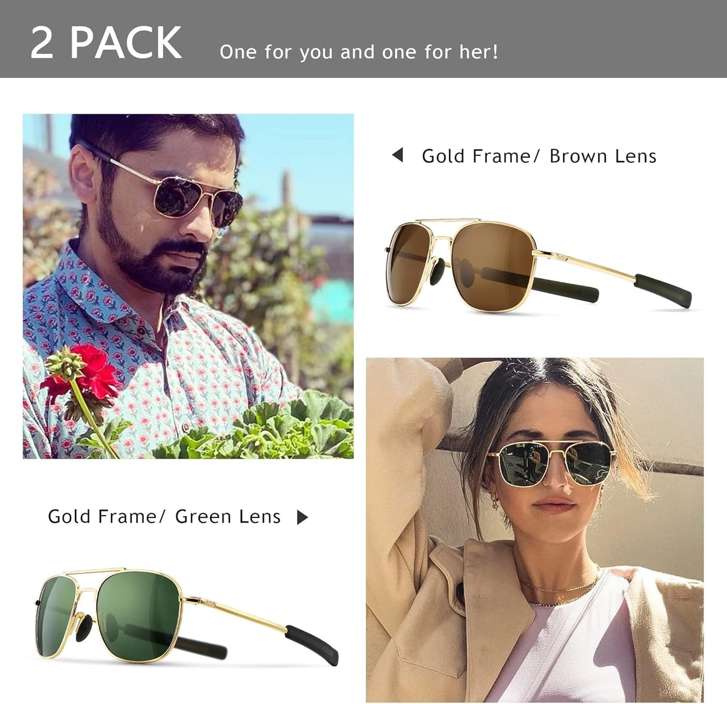 Men'S Military Style Polarized Pilot Aviator Sunglasses Bayonet Temples