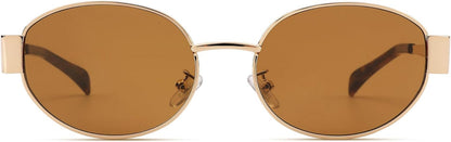 Retro Oval Sunglasses for Women Men - Fashion Sun Glasses - Rectangle Metal Frame Shades