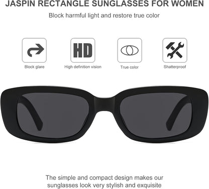 Rectangle Sunglasses for Women Men Trendy Y2K Retro 90S Sun Glasses UV400 Protection Cool Square Frame