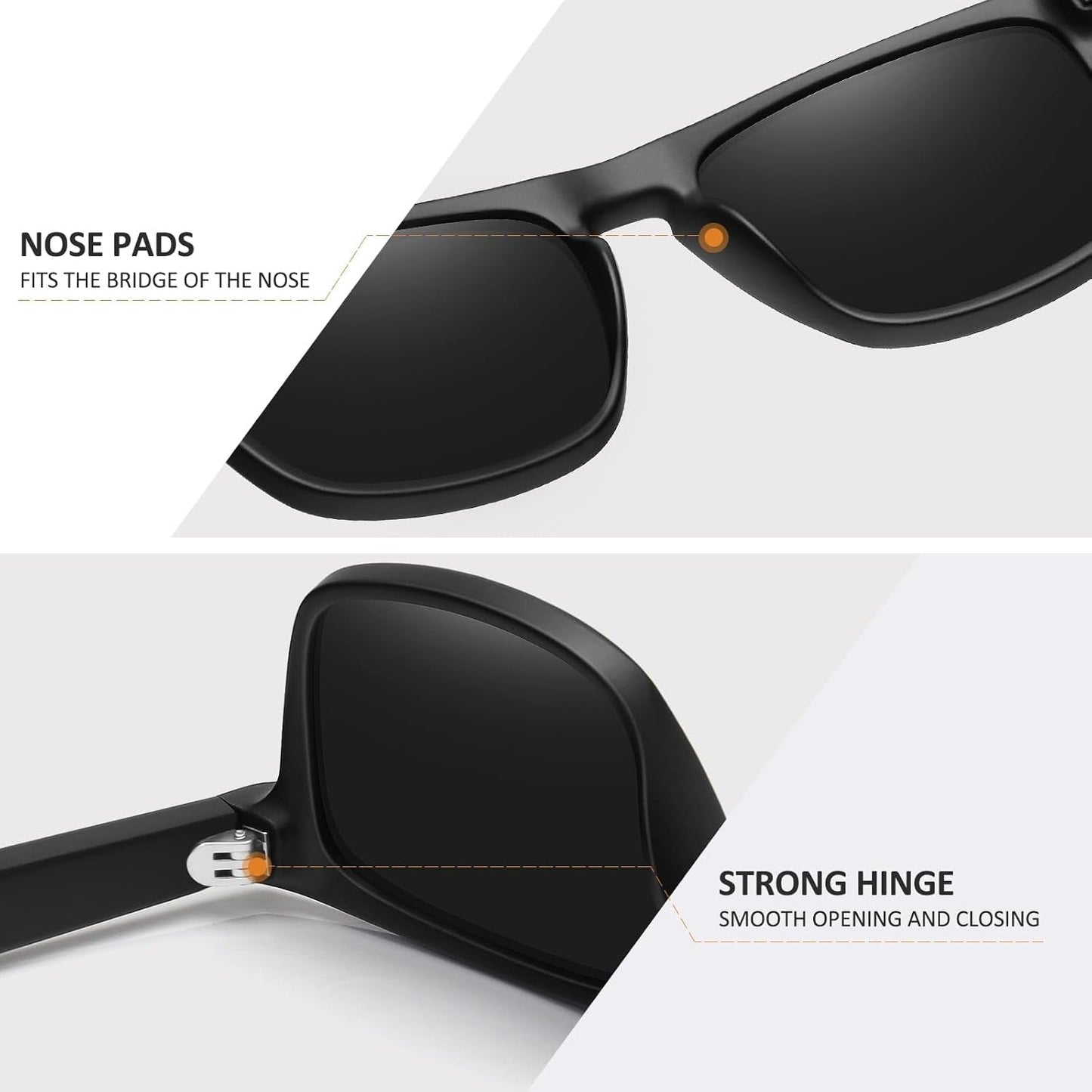 Polarized Sunglasses for Men Women UV Protection Square Frame Sport Fishing Driving Sunglasses - WORLD TIME VISITS