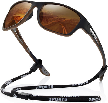 Polarized Sports Sunglasses for Men: UV400 Protection Glasses Womens Wrap around Goggles for Driving Fishing