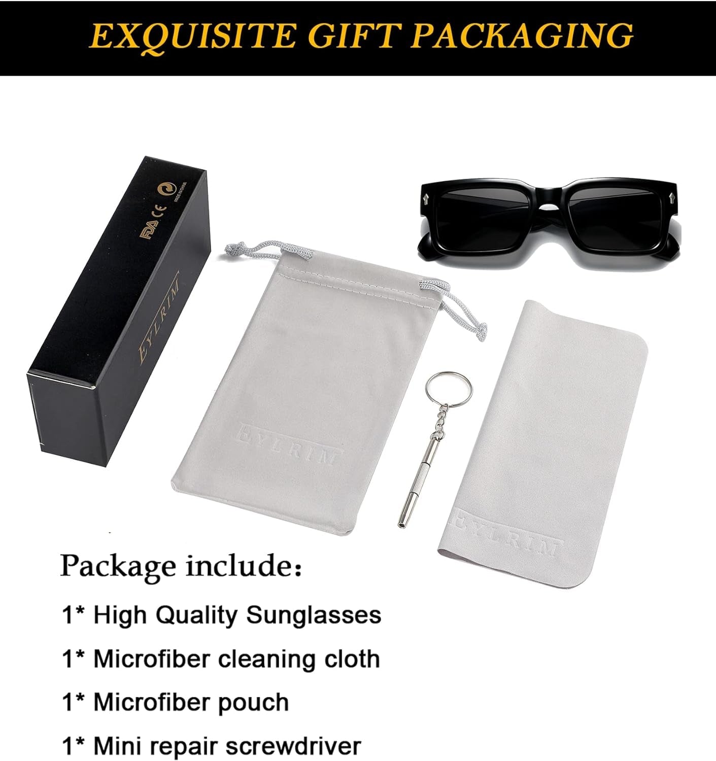 Square Frame Sunglasses for Women Men Trendy Chunky Rectangle Sun Glasses Black Shades UV400 Protection - WORLD TIME VISITS