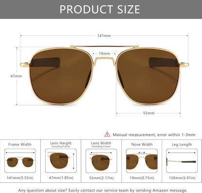 Men'S Military Style Polarized Pilot Aviator Sunglasses Bayonet Temples