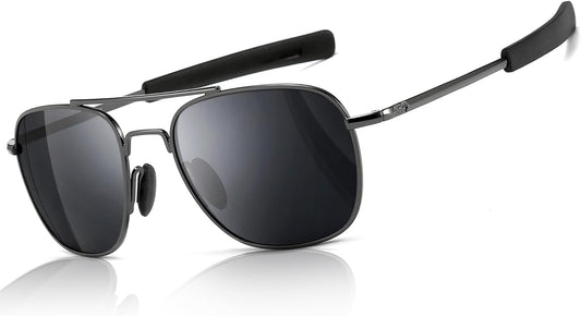 Men'S Military Style Polarized Pilot Aviator Sunglasses Bayonet Temples