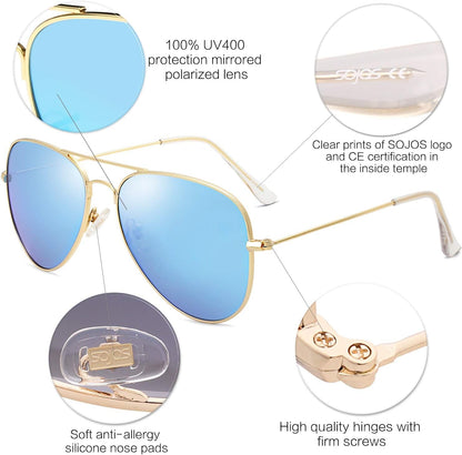 Classic Aviator Polarized Sunglasses for Men Women Vintage Retro Style - WORLD TIME VISITS