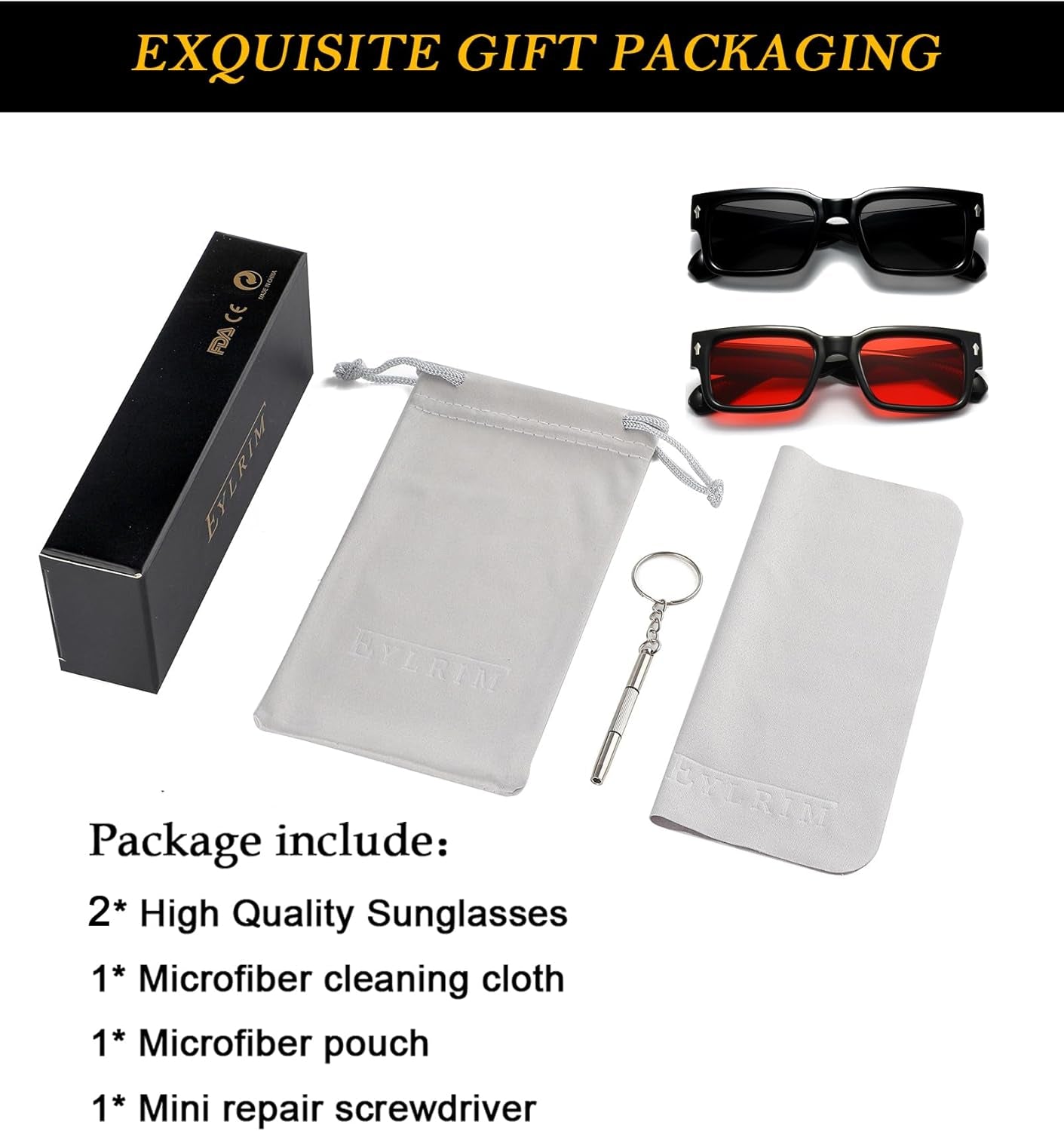 Square Frame Sunglasses for Women Men Trendy Chunky Rectangle Sun Glasses Black Shades UV400 Protection