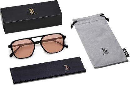 Retro Aviator Sunglasses for Women Men,Trendy Rectangle Womens Mens Shades Sun Glasses SJ2202