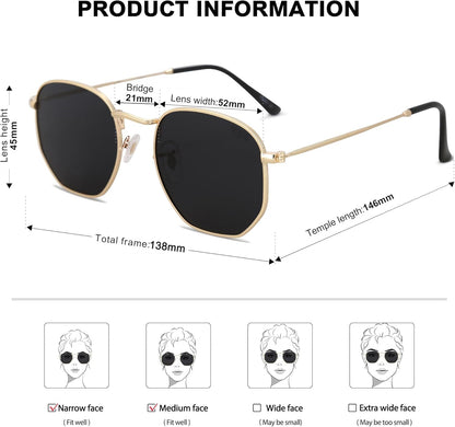 Square Polarized Sunglasses for Women Men Small Hexagonal Polygon Shades SJ1072