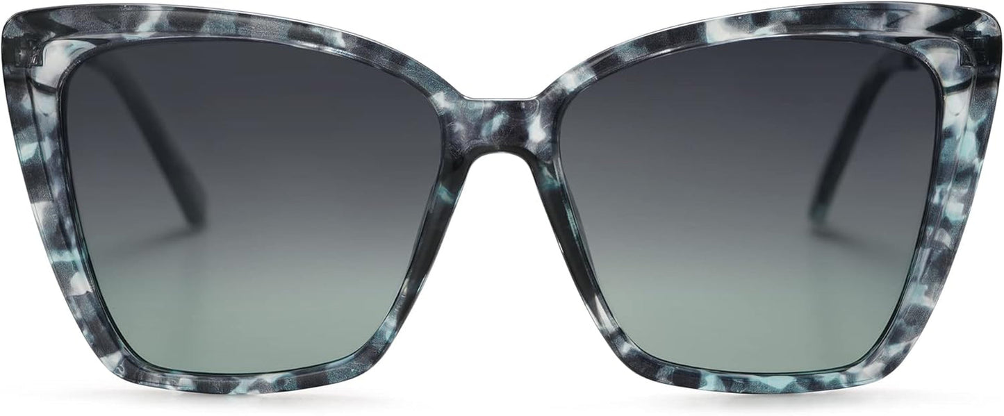 Trendy Polarized Sunglasses for Women Retro Womens Oversized Square Cat Eye Sun Glasses UV Protection SJ2206