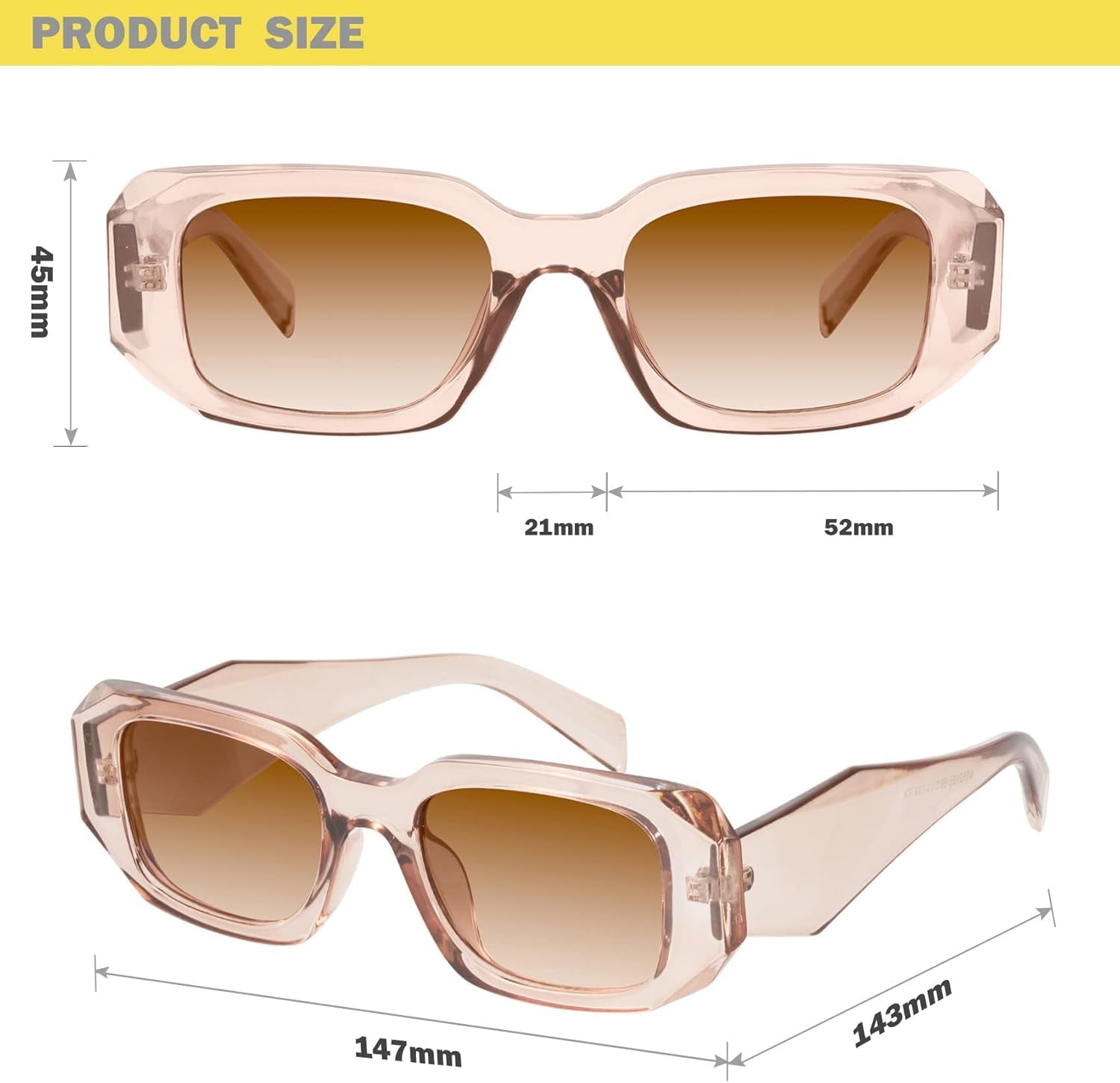 Trendy Rectangle Sunglasses for Women Men-Goulding - WORLD TIME VISITS