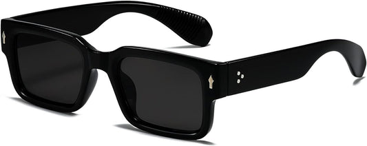 Square Frame Sunglasses for Women Men Trendy Chunky Rectangle Sun Glasses Black Shades UV400 Protection