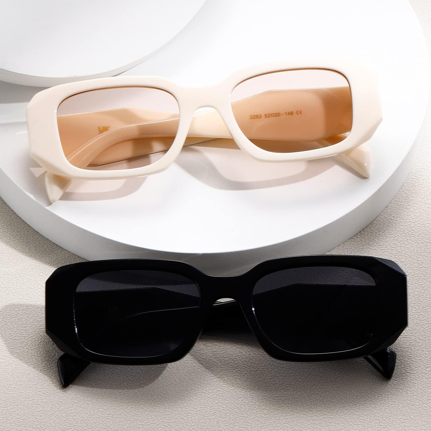 Rectangle Sunglasses for Women Men Trendy Retro Trendy Sun Glasses 90’S Vintage Square Frame K1307 - WORLD TIME VISITS