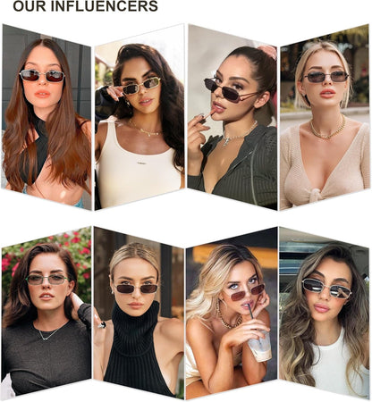 Small Y2K Narrow Rectangle Sunglasses Womens Mens Retro 80S 90S Skinny Sunnies SJ1187