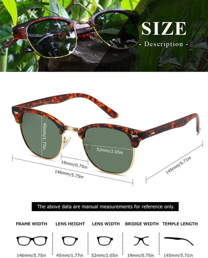 Polarized Sunglasses for Women and Men Semi Rimless Frame Retro Sun Glasses AE0369