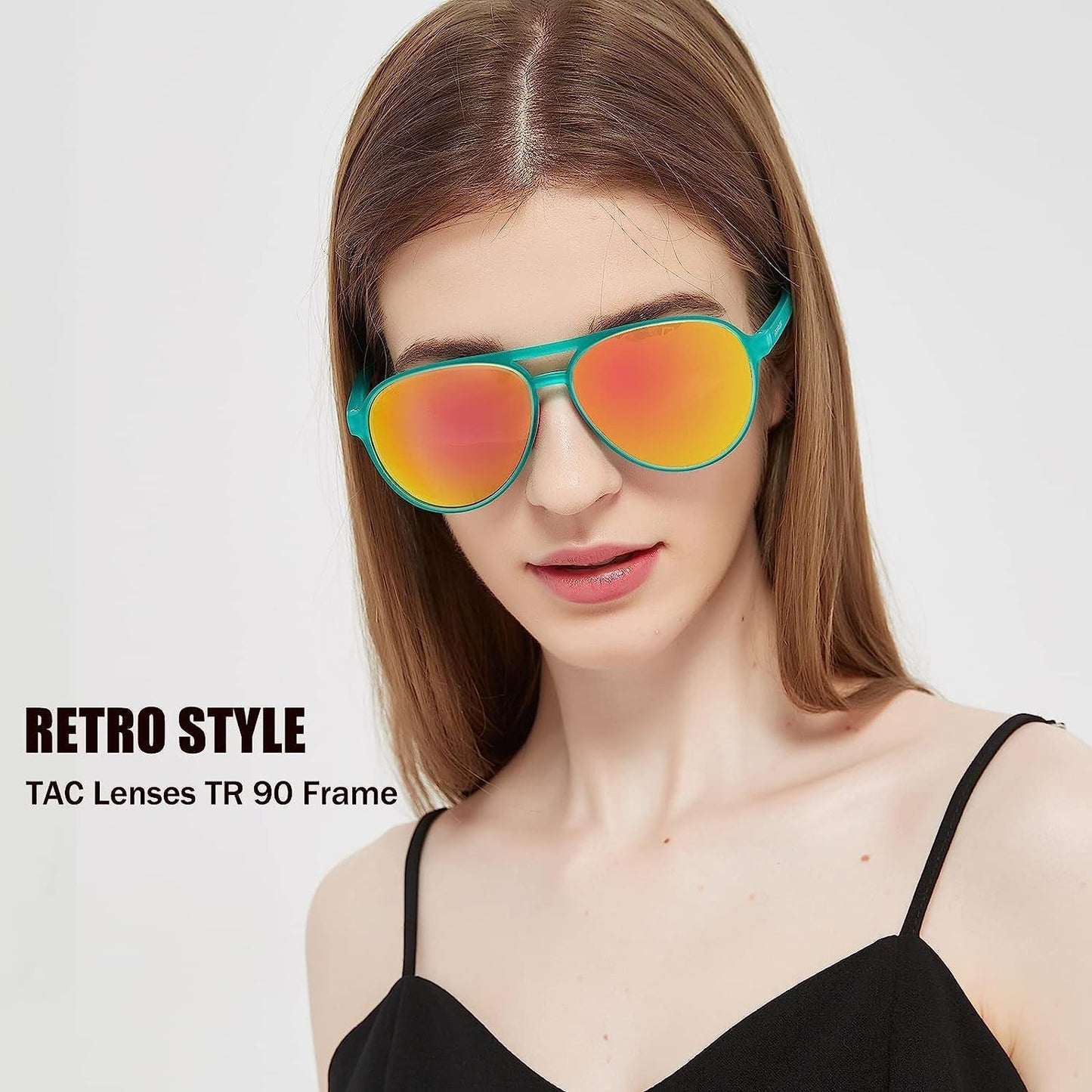 Lightweight TAC Polarized Tinted Classic Vintage Retro 70S Sunglasses, TR-90 Frame for Women Men, UV 400 Protection