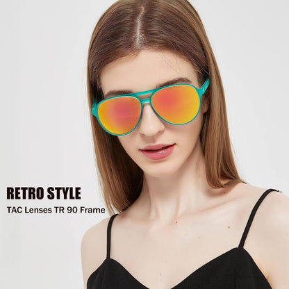 Lightweight TAC Polarized Tinted Classic Vintage Retro 70S Sunglasses, TR-90 Frame for Women Men, UV 400 Protection